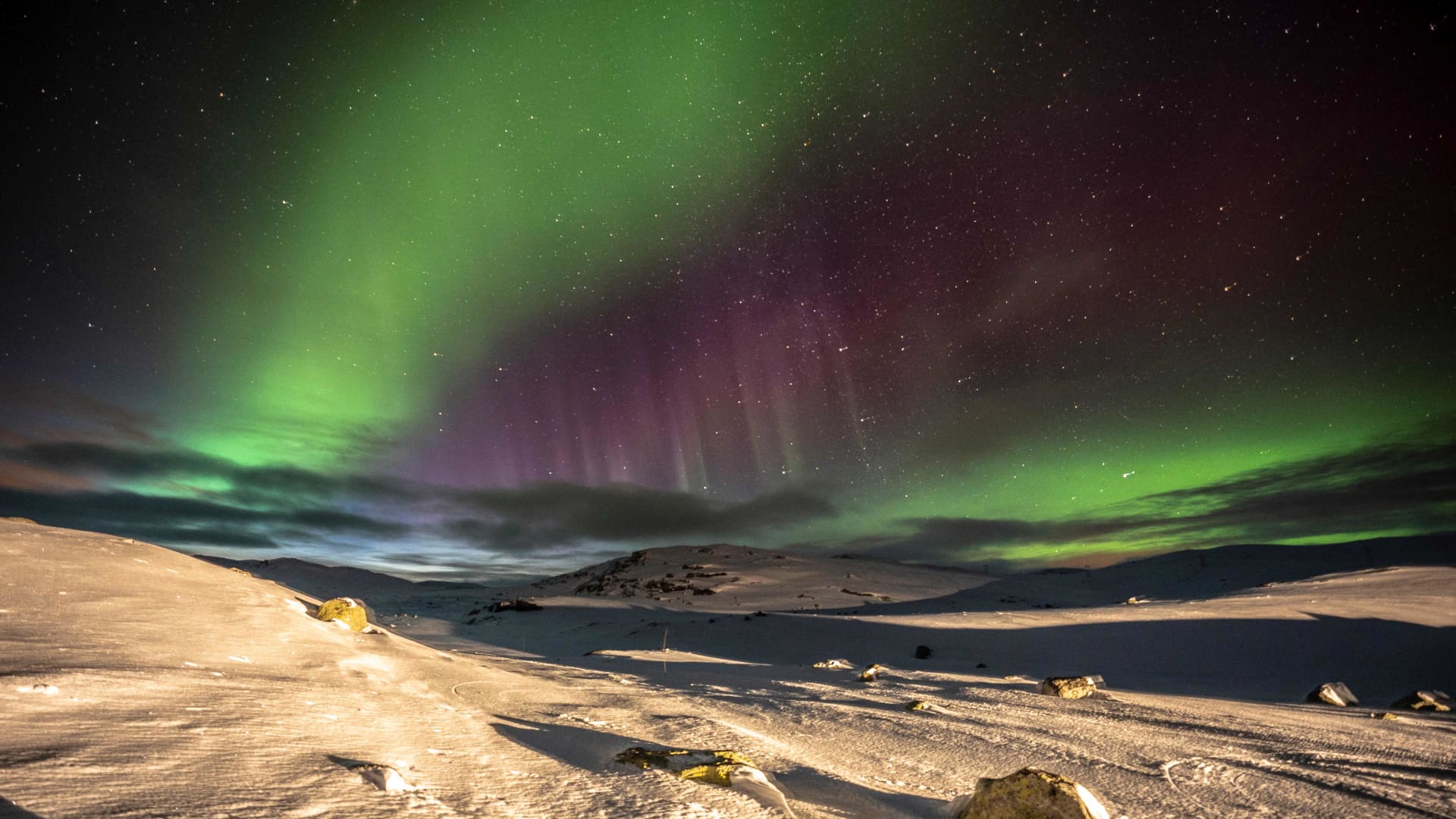An aurora borealis light display in the southern part of Norway, one of the natural spectacles seen by oil tanker captain DSA Dixon during his seafaring life.